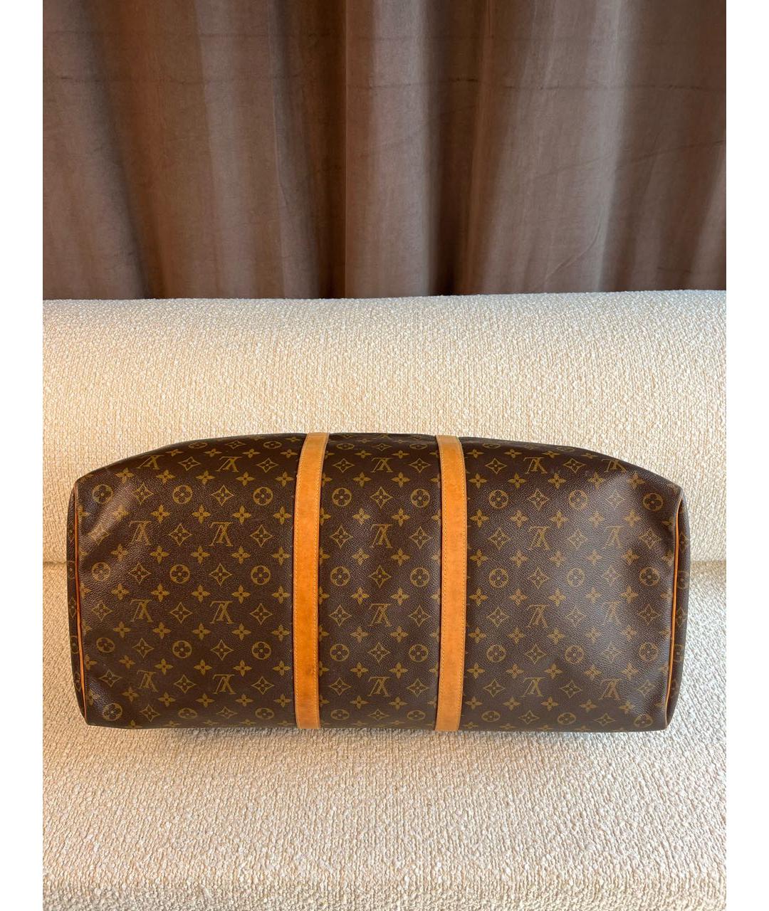 LOUIS VUITTON Коричневая дорожная/спортивная сумка из канвы, фото 6