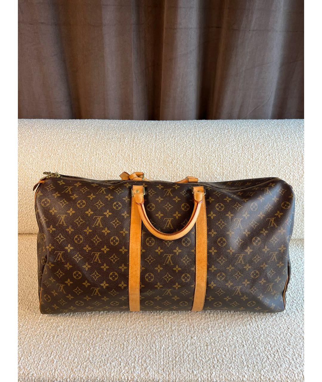 LOUIS VUITTON Коричневая дорожная/спортивная сумка из канвы, фото 3