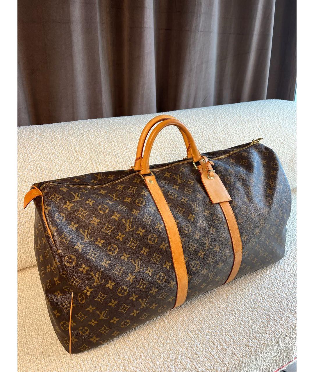 LOUIS VUITTON Коричневая дорожная/спортивная сумка из канвы, фото 2