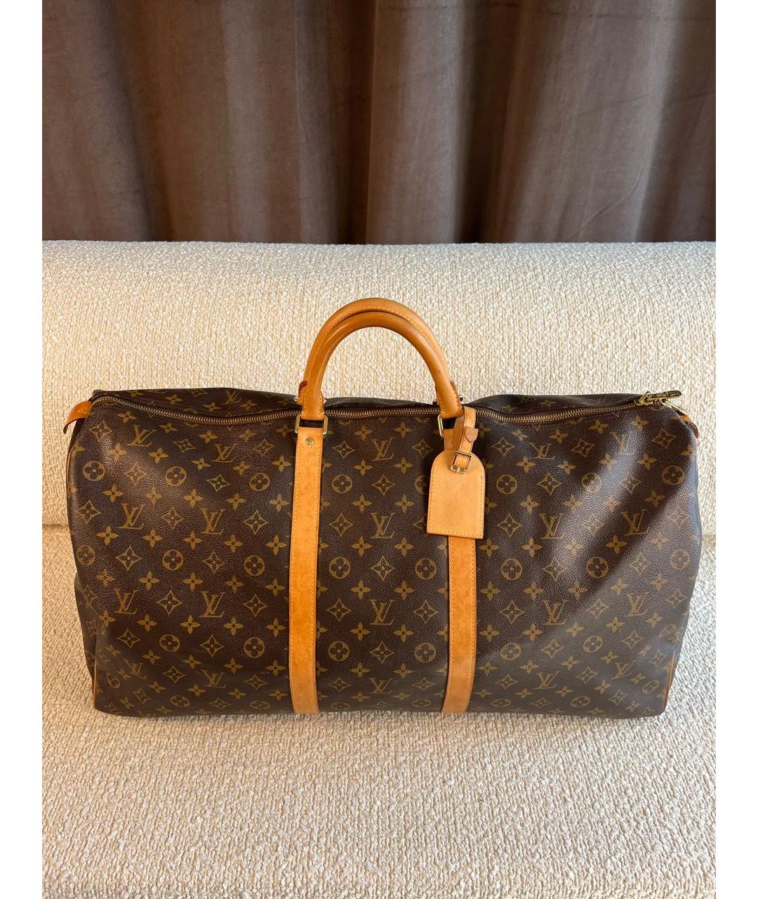 LOUIS VUITTON Коричневая дорожная/спортивная сумка из канвы, фото 9