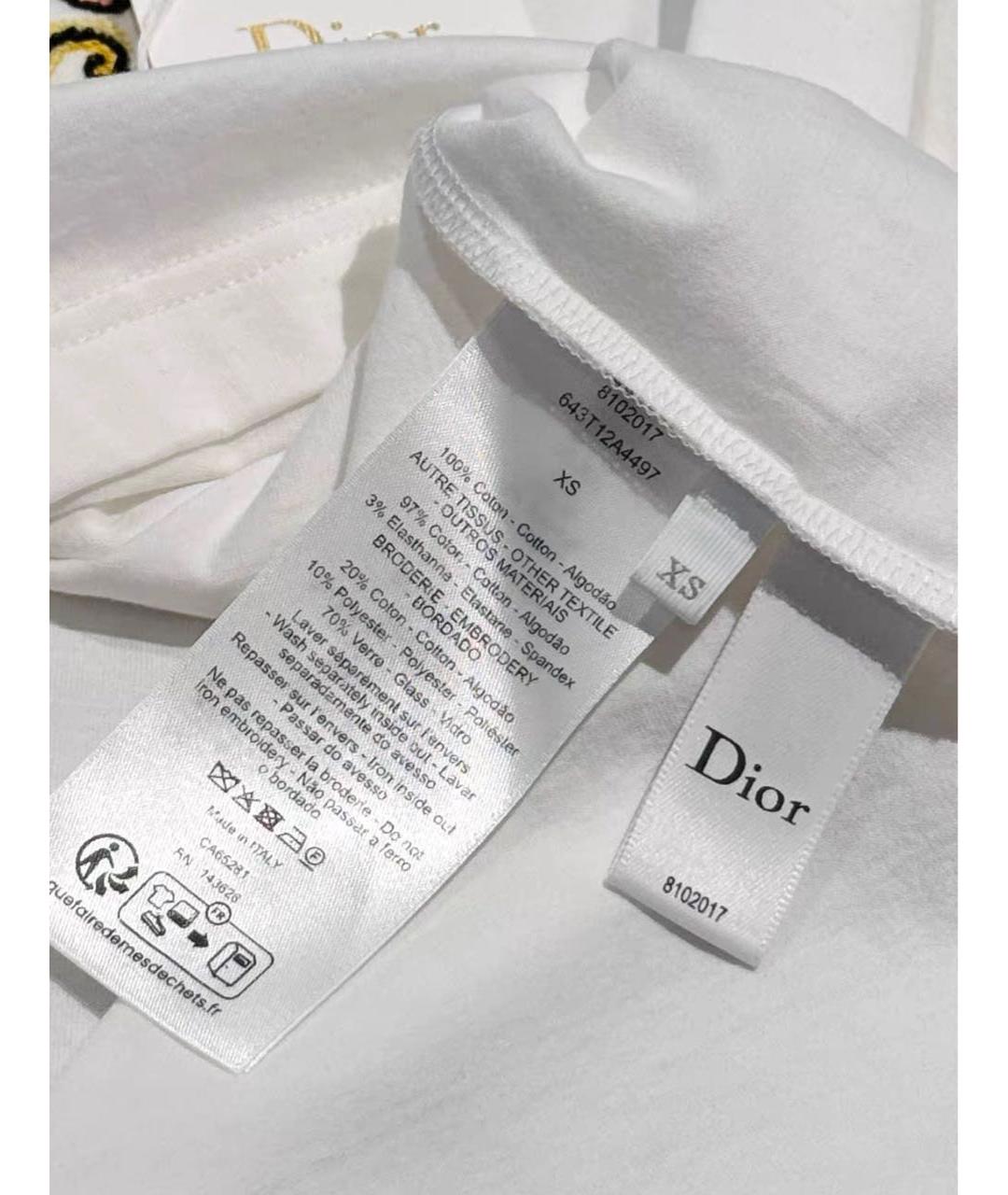 CHRISTIAN DIOR Белая хлопковая футболка, фото 3