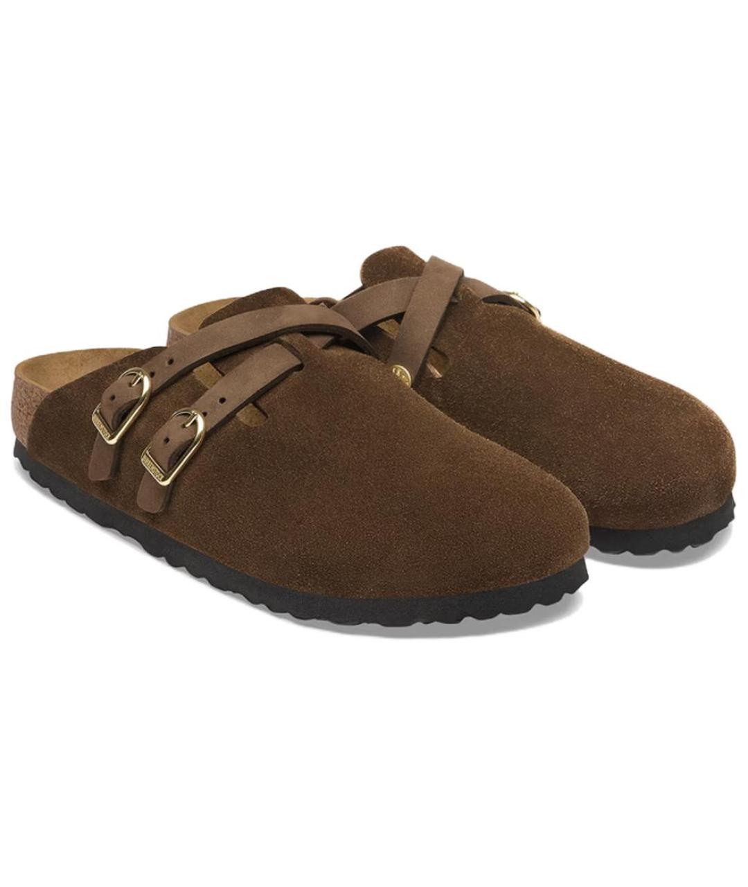 BIRKENSTOCK Коричневые замшевые сабо, фото 3