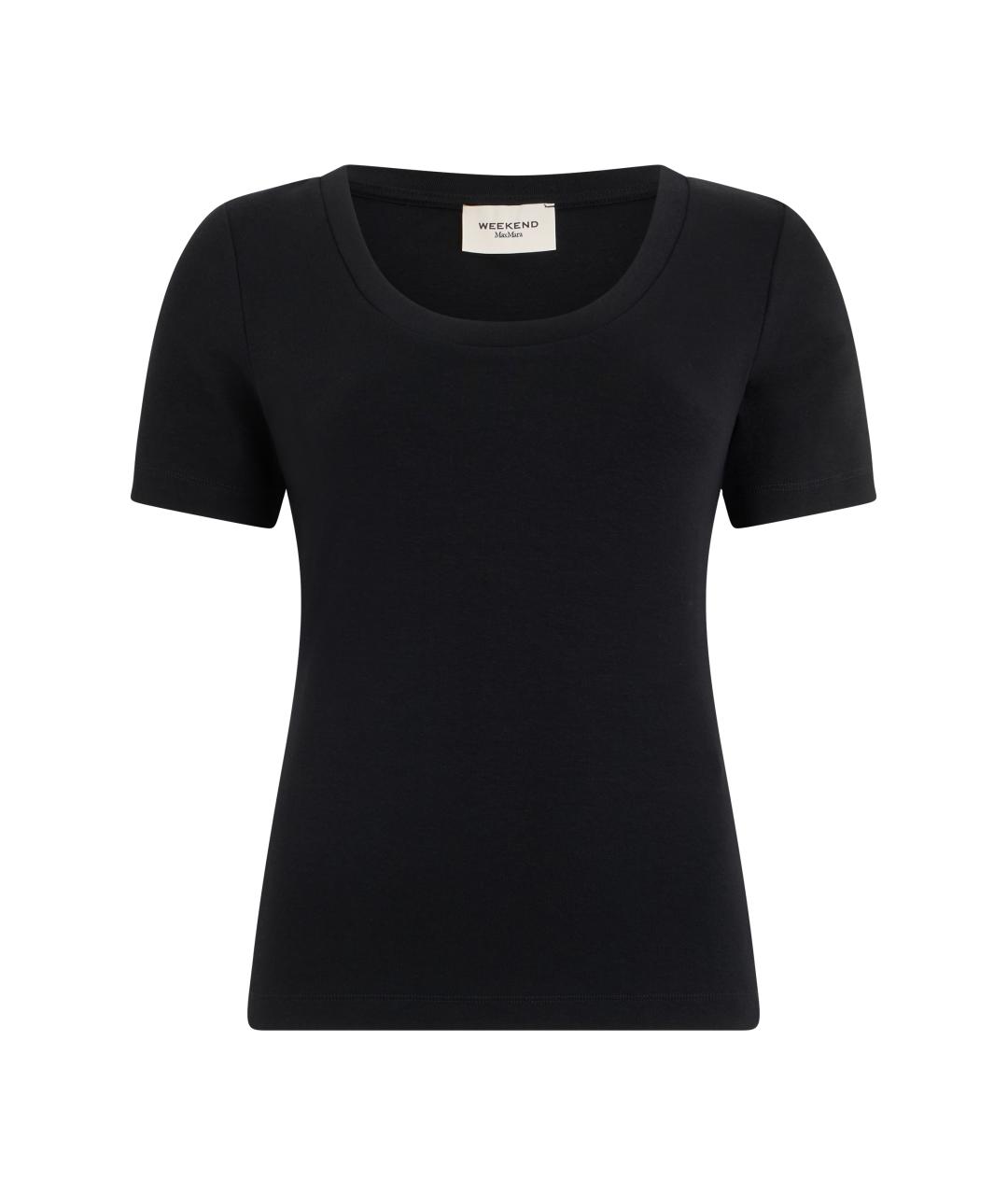 WEEKEND MAX MARA Черная хлопковая футболка, фото 1