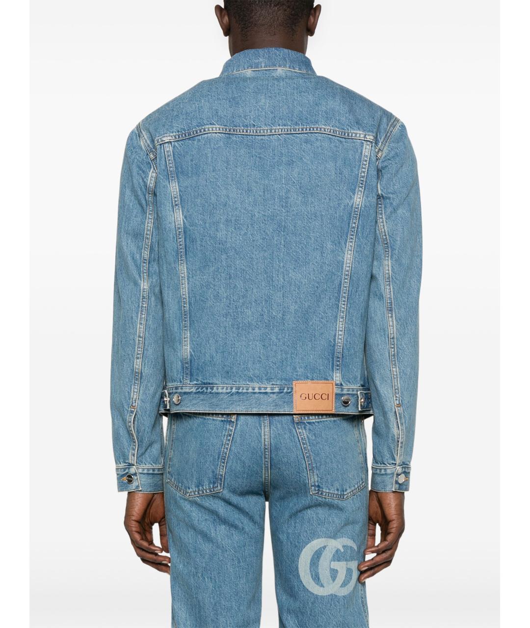 GUCCI Голубая хлопковая куртка, фото 4