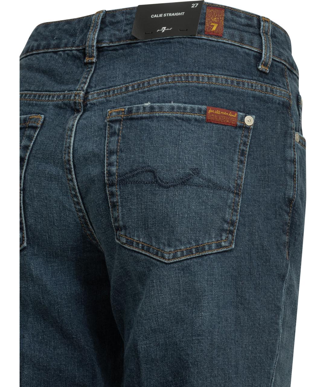 7 FOR ALL MANKIND Синие хлопковые прямые джинсы, фото 4