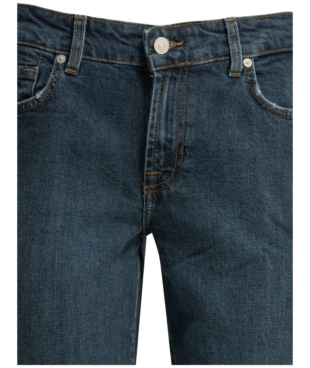 7 FOR ALL MANKIND Синие хлопковые прямые джинсы, фото 3