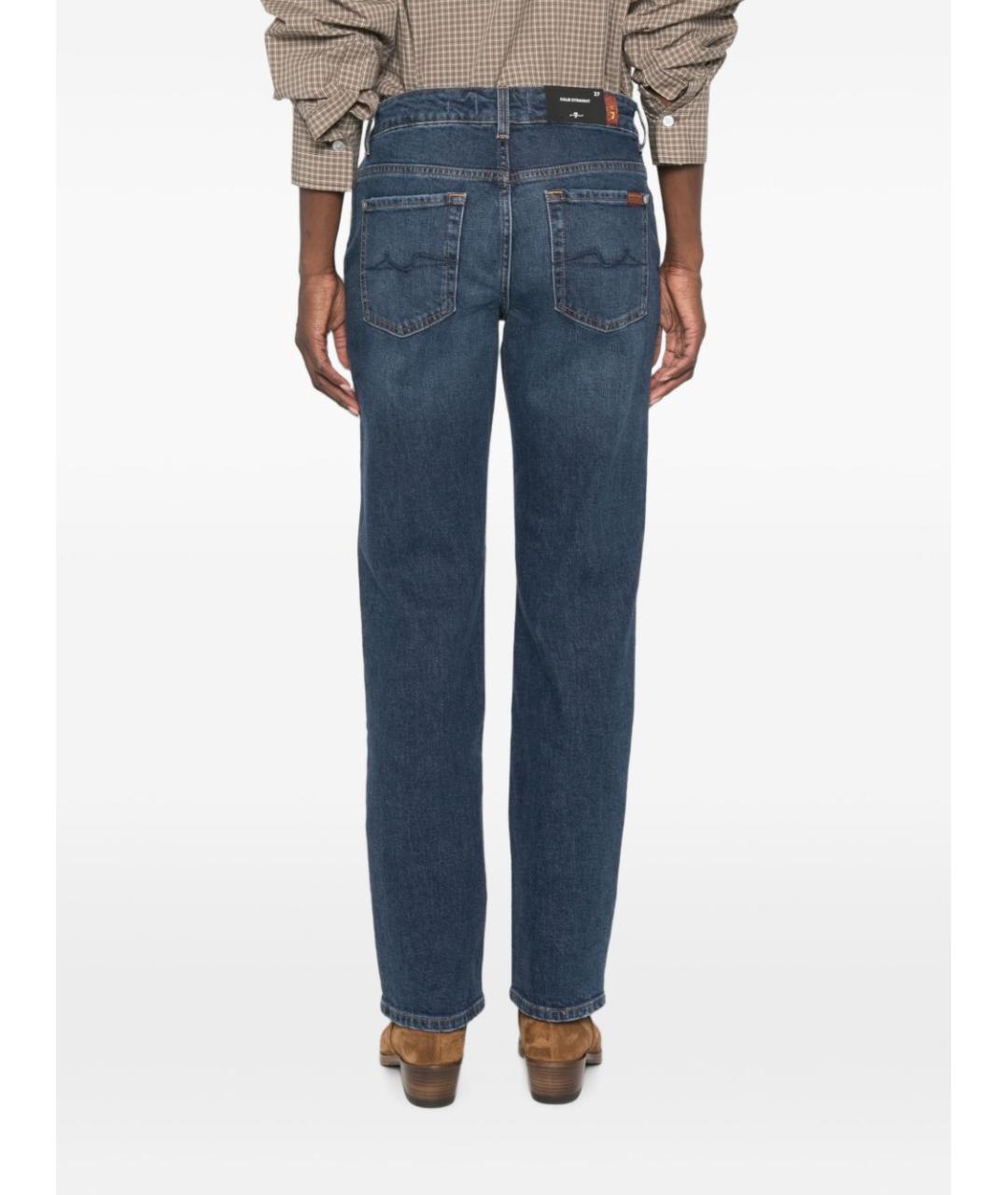 7 FOR ALL MANKIND Синие хлопковые прямые джинсы, фото 5