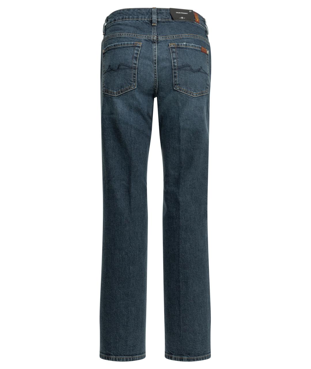 7 FOR ALL MANKIND Синие хлопковые прямые джинсы, фото 2