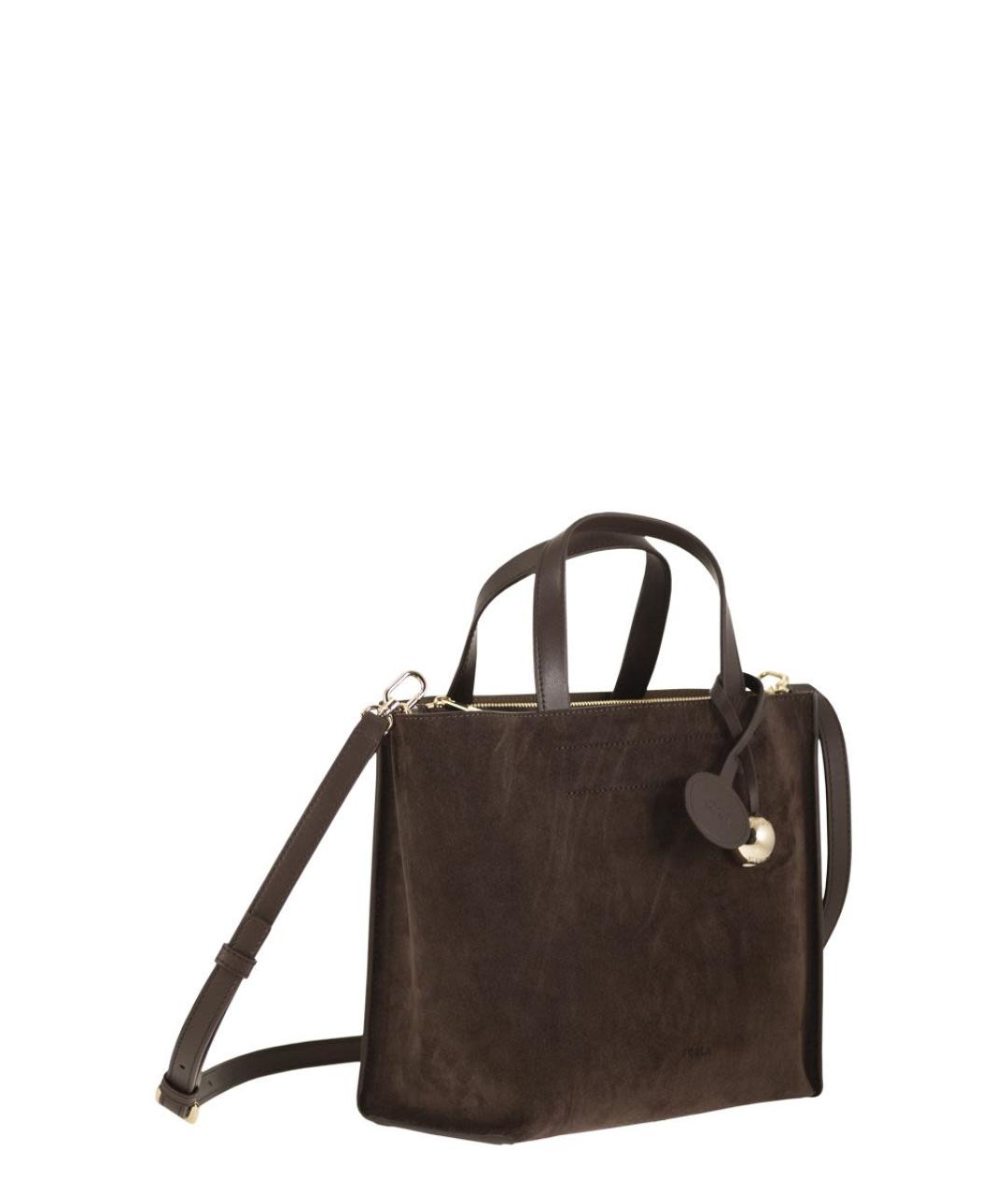 FURLA Коричневая замшевая сумка с короткими ручками, фото 4
