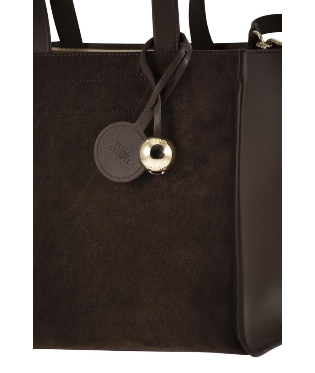 FURLA Коричневая замшевая сумка с короткими ручками, фото 5