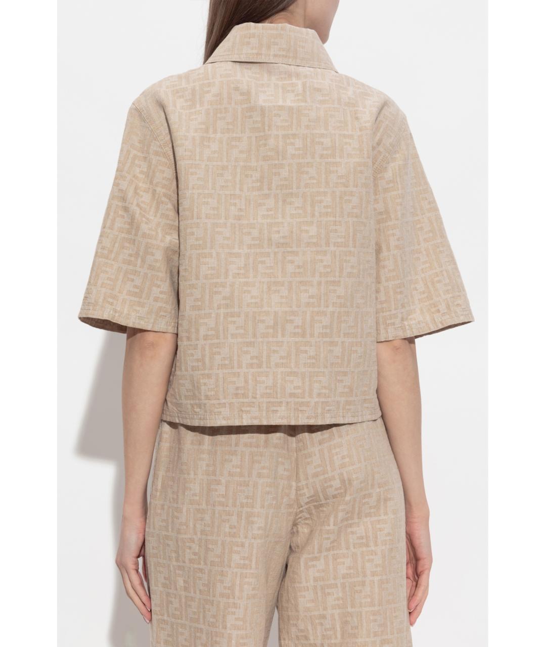 FENDI Бежевая хлопковая рубашка, фото 4