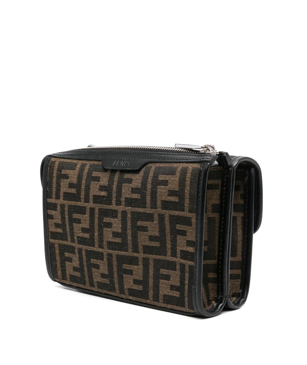 FENDI Коричневая жаккардовая сумка на плечо, фото 3