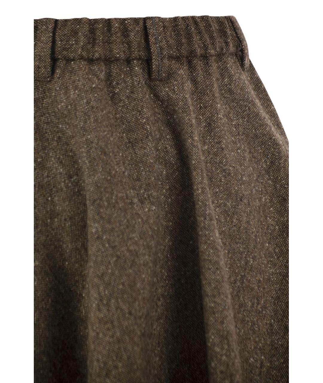 BRUNELLO CUCINELLI Коричневая шерстяная юбка мини, фото 4