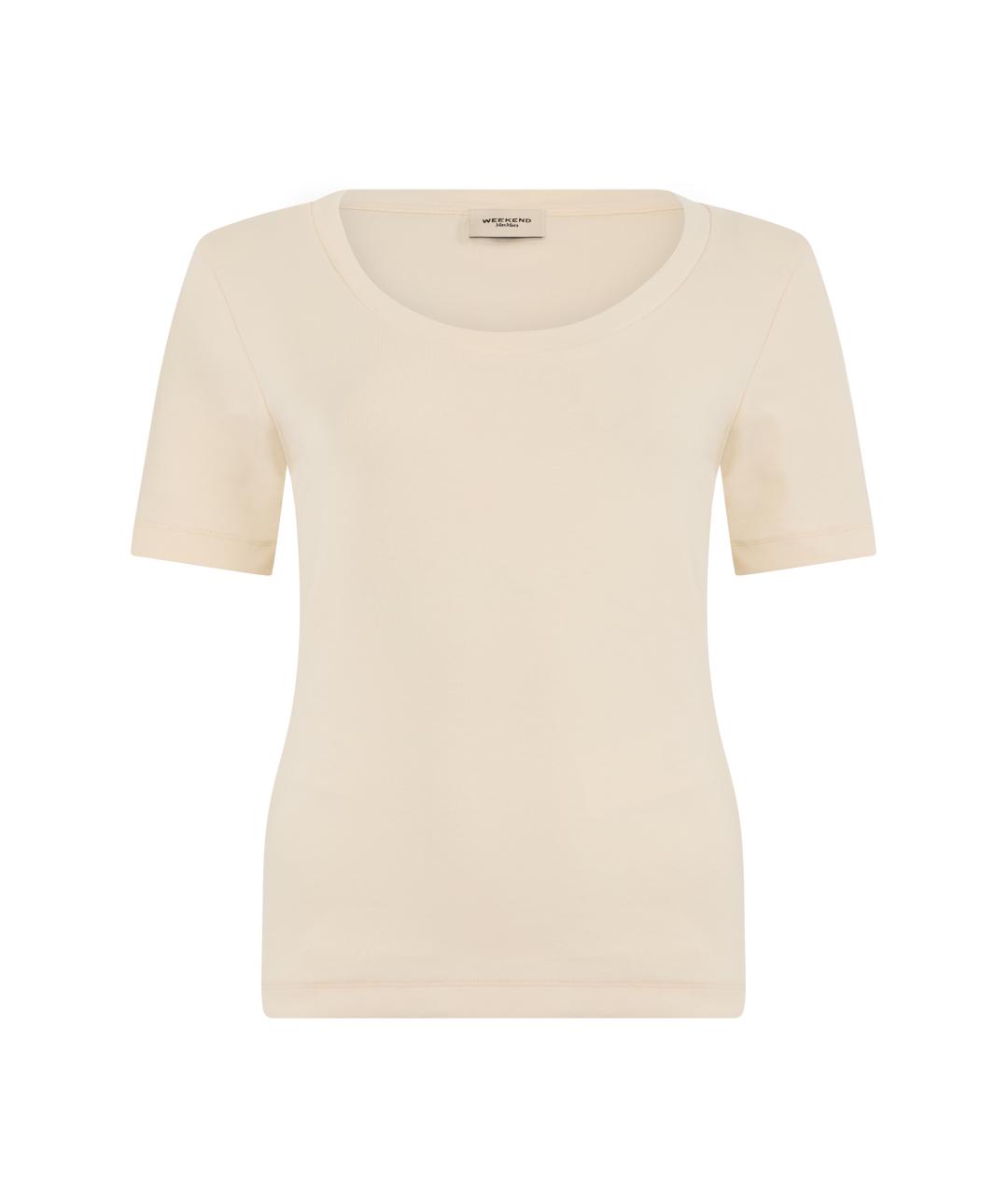WEEKEND MAX MARA Бежевая хлопковая футболка, фото 1