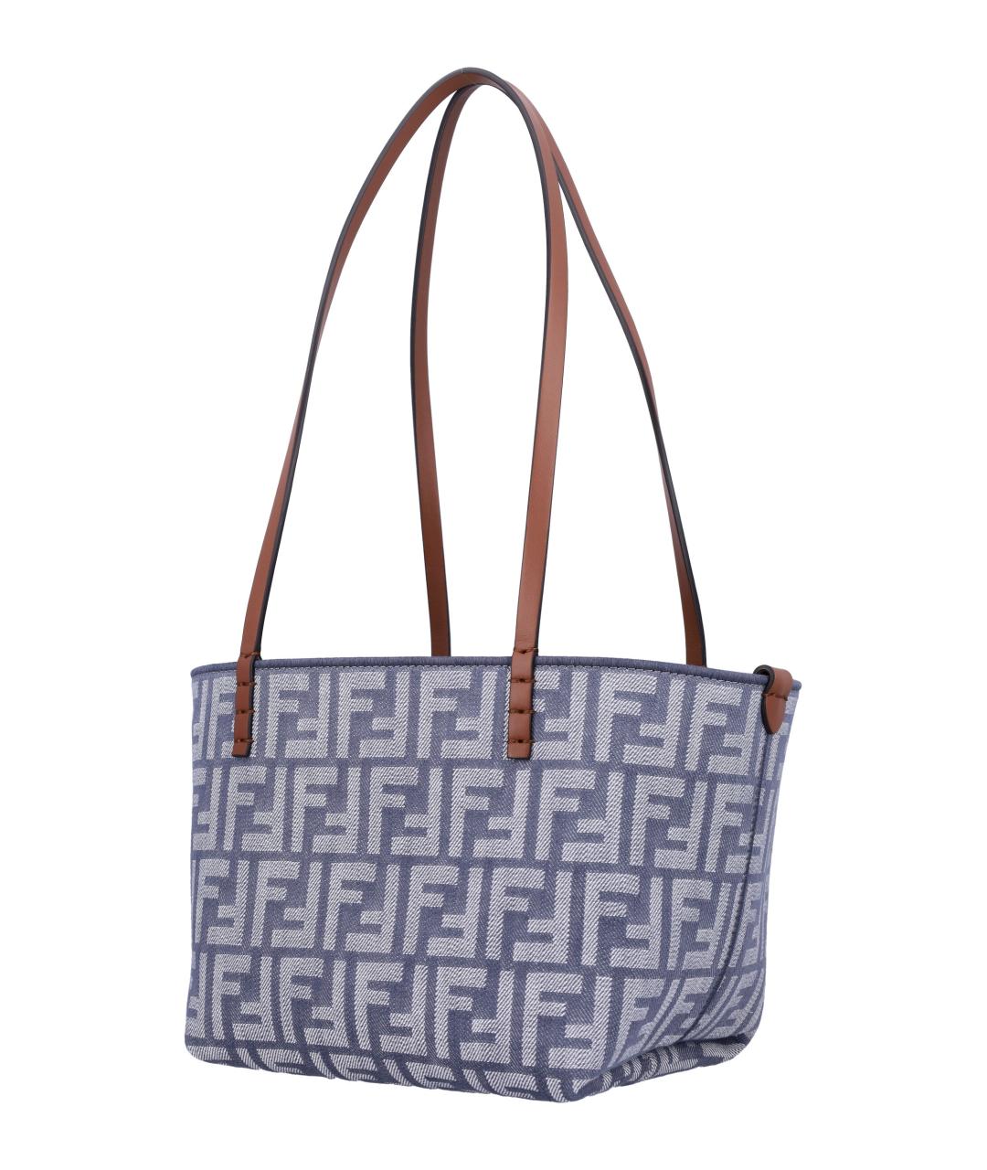 FENDI Голубая тканевая сумка тоут, фото 3