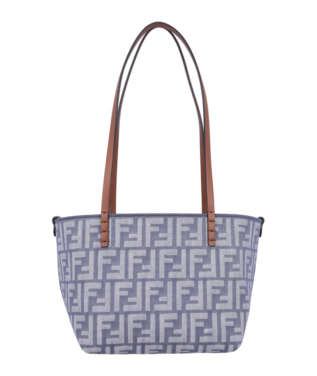 FENDI Голубая тканевая сумка тоут, фото 1
