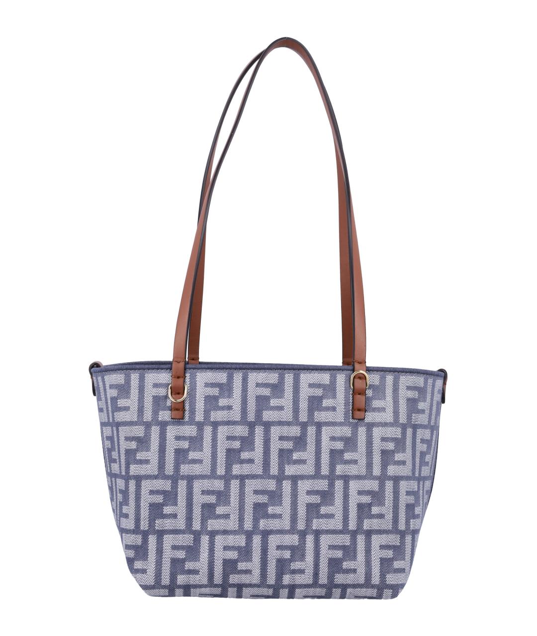 FENDI Голубая тканевая сумка тоут, фото 4