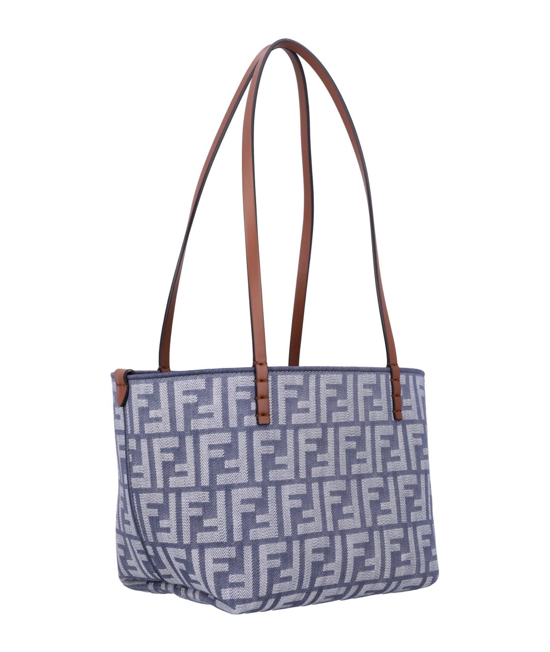 FENDI Голубая тканевая сумка тоут, фото 2