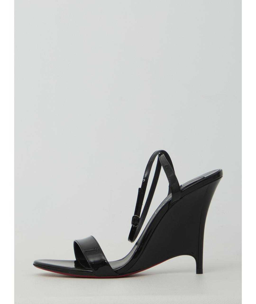 CHRISTIAN LOUBOUTIN Черные кожаные босоножки, фото 4