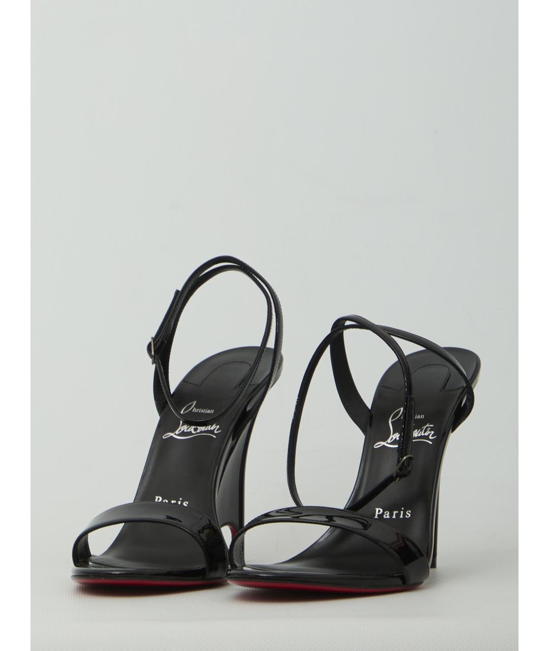 CHRISTIAN LOUBOUTIN Черные кожаные босоножки, фото 2