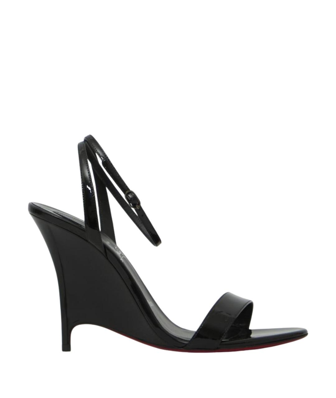 CHRISTIAN LOUBOUTIN Черные кожаные босоножки, фото 1