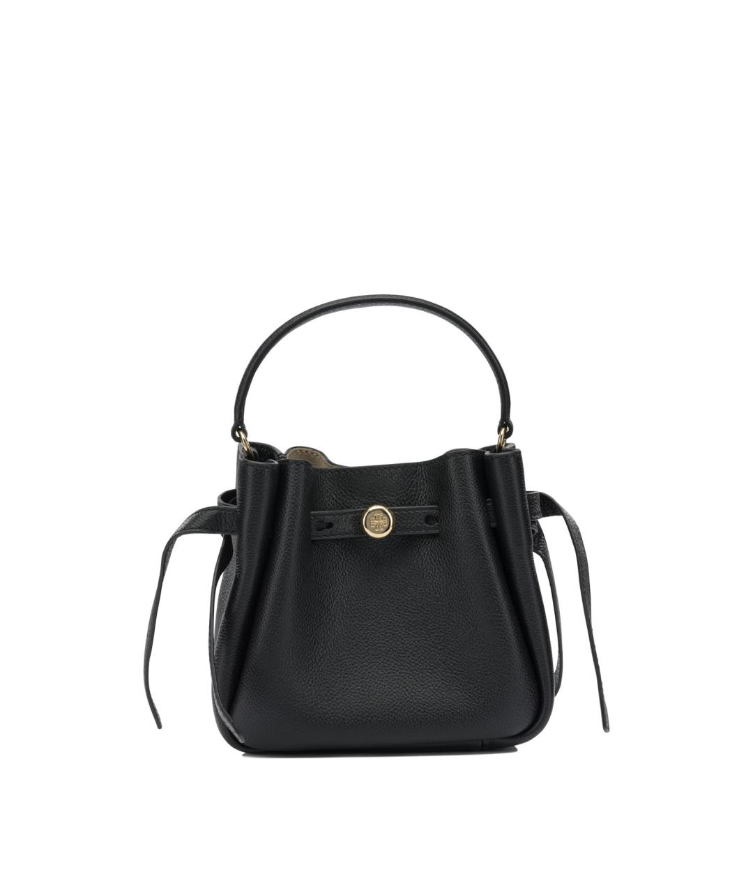 TORY BURCH Черная кожаная сумка с короткими ручками, фото 1