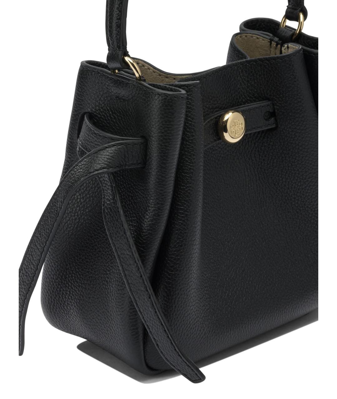 TORY BURCH Черная кожаная сумка с короткими ручками, фото 4