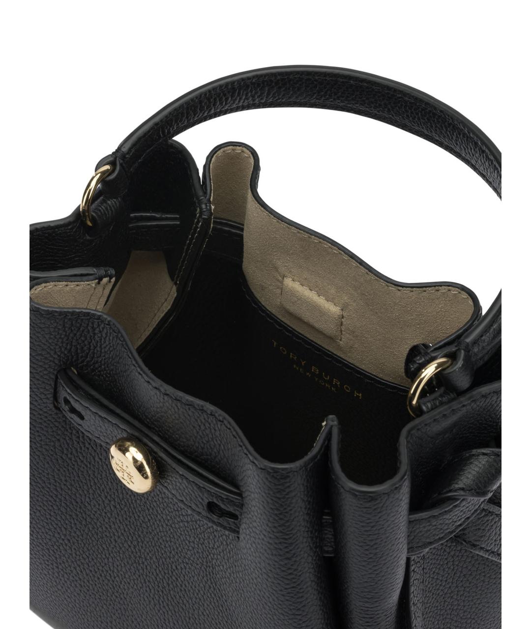 TORY BURCH Черная кожаная сумка с короткими ручками, фото 5