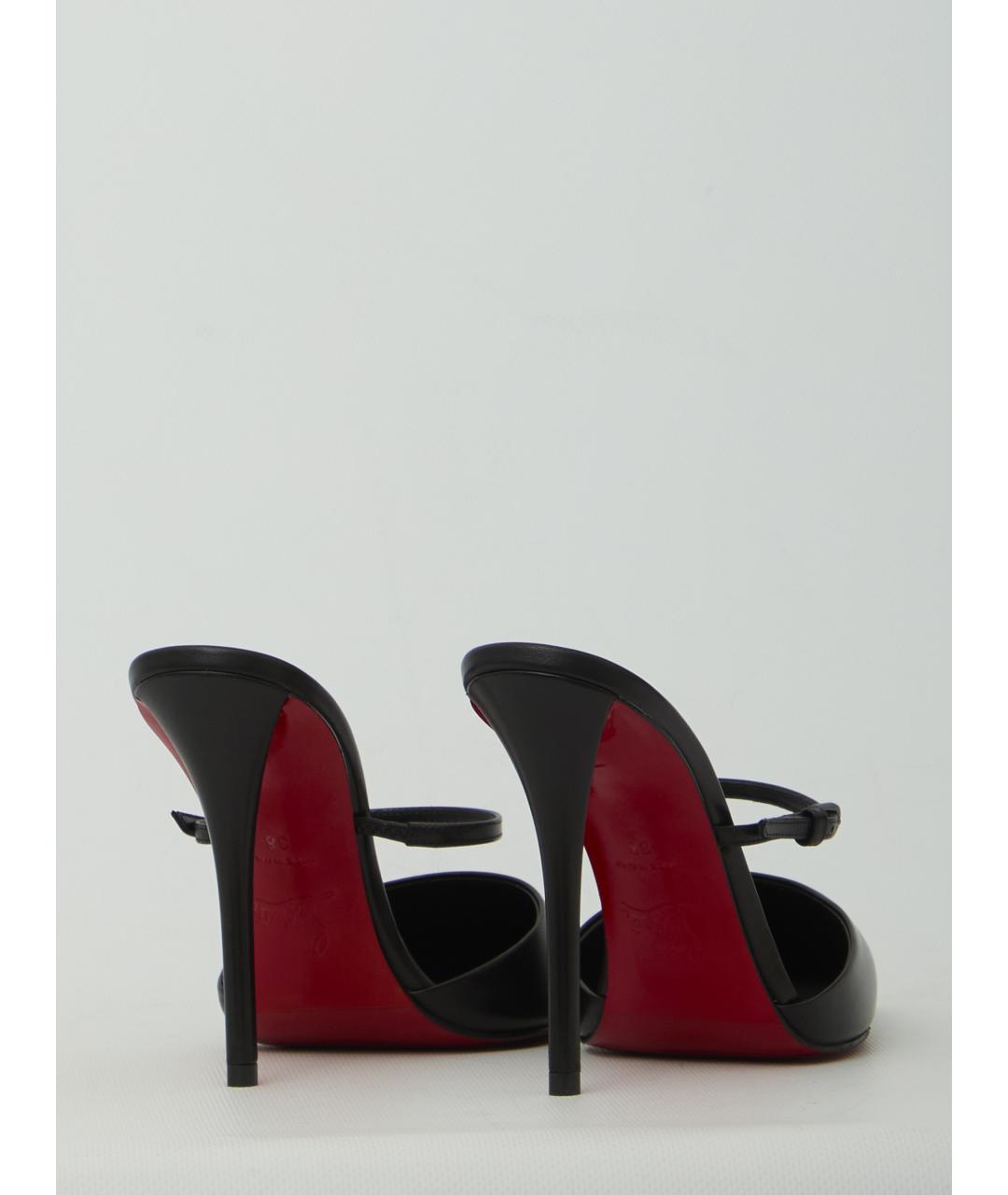 CHRISTIAN LOUBOUTIN Черные кожаные мюли, фото 3