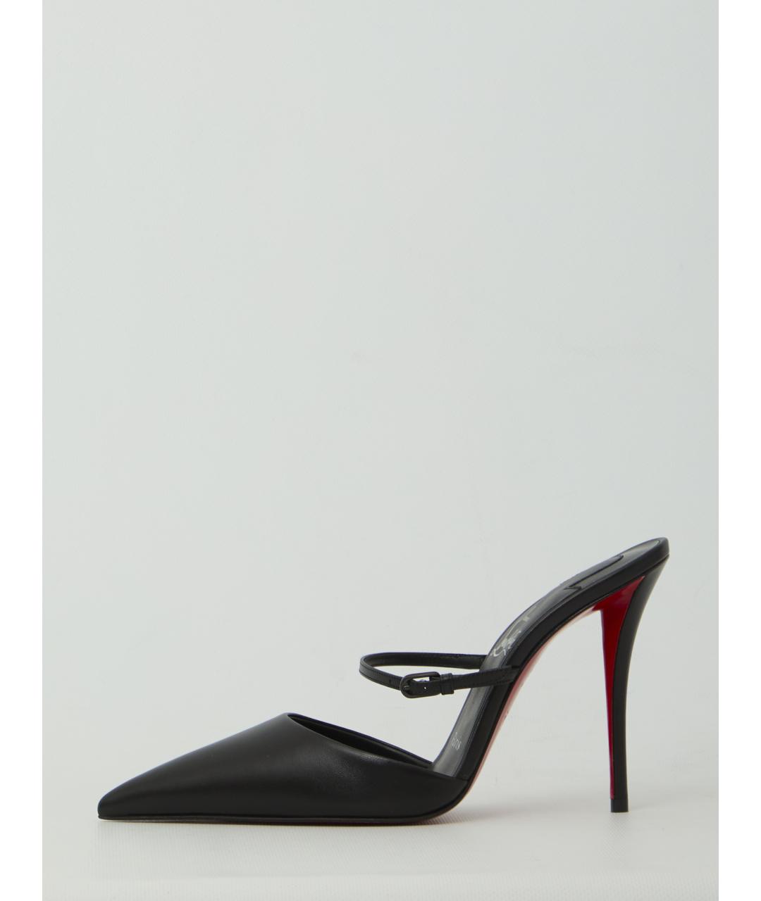 CHRISTIAN LOUBOUTIN Черные кожаные мюли, фото 4