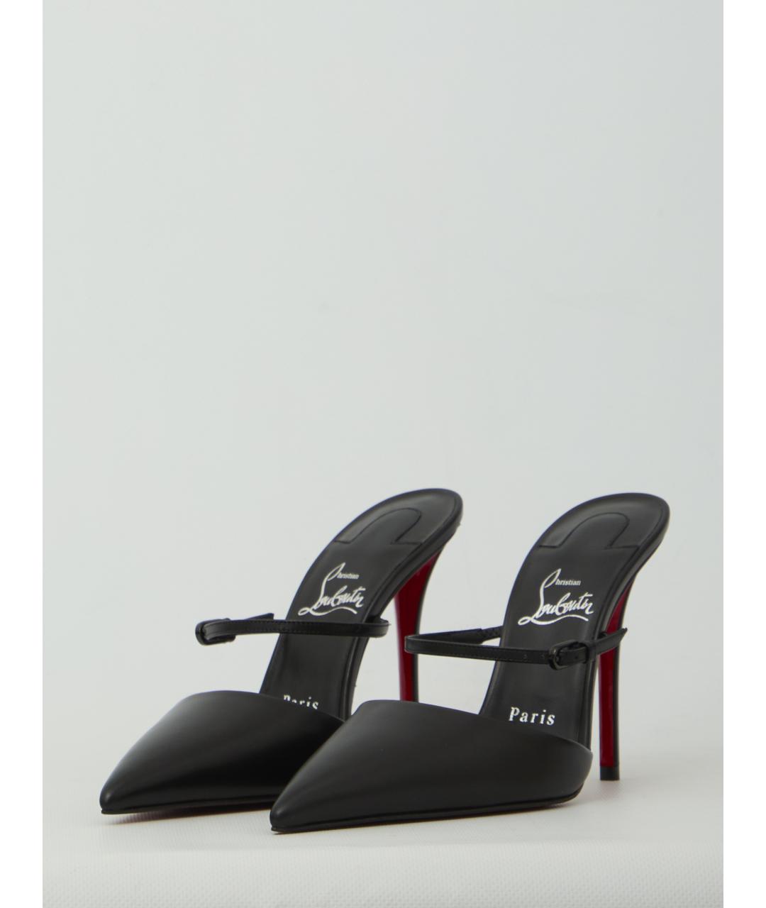 CHRISTIAN LOUBOUTIN Черные кожаные мюли, фото 2