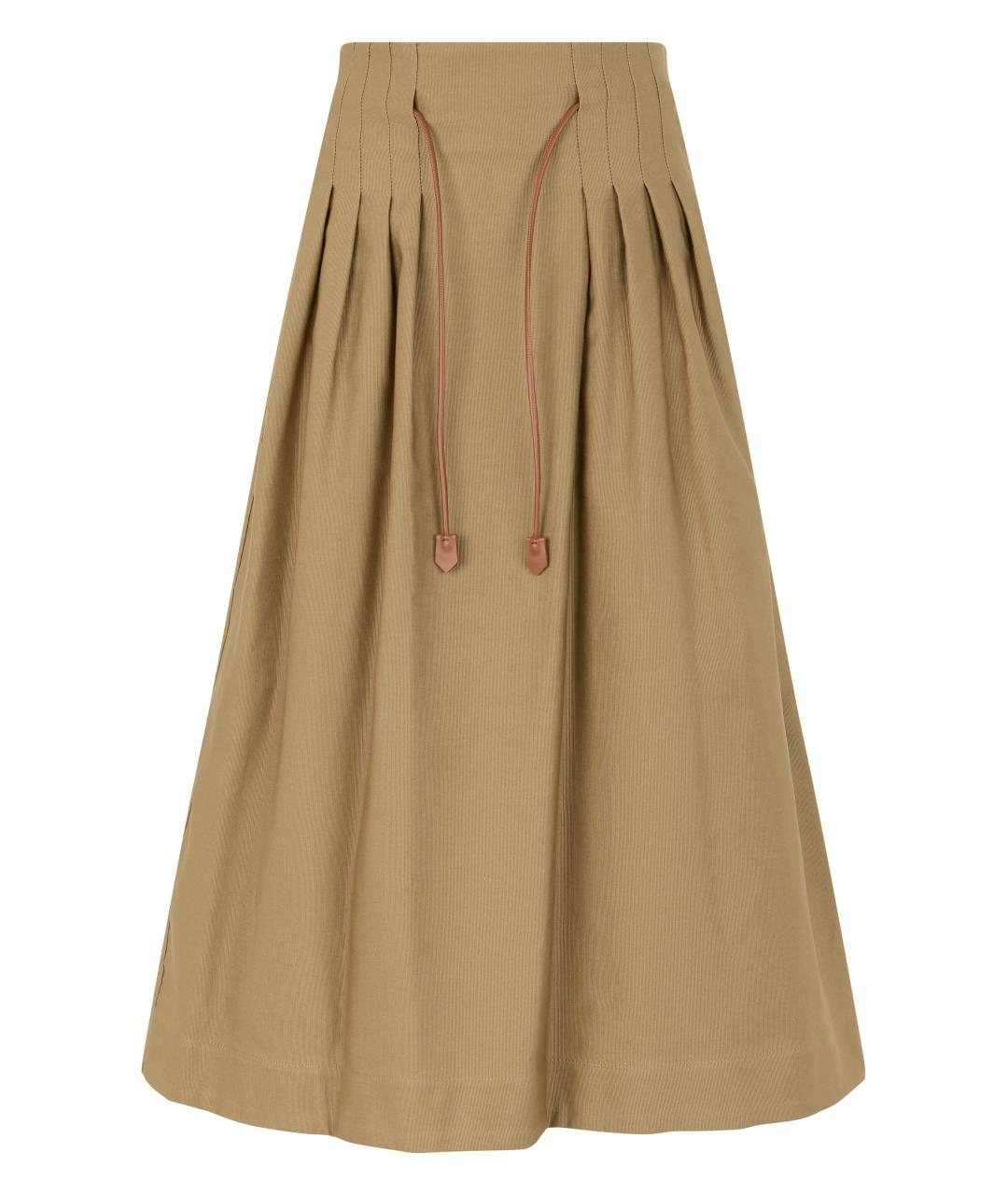 MAX MARA Бежевая хлопковая юбка миди, фото 1
