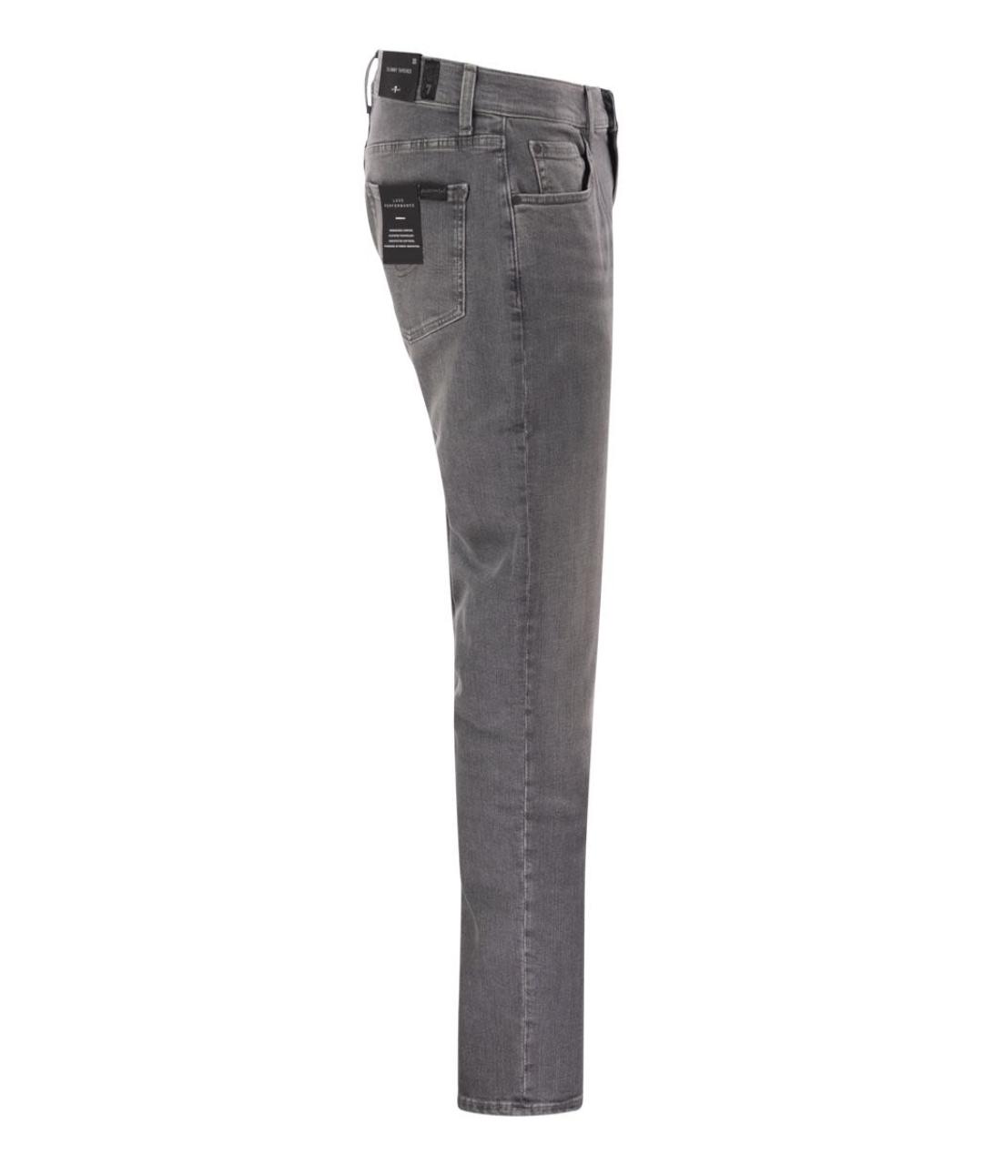 7 FOR ALL MANKIND Серые хлопко-эластановые джинсы скинни, фото 3