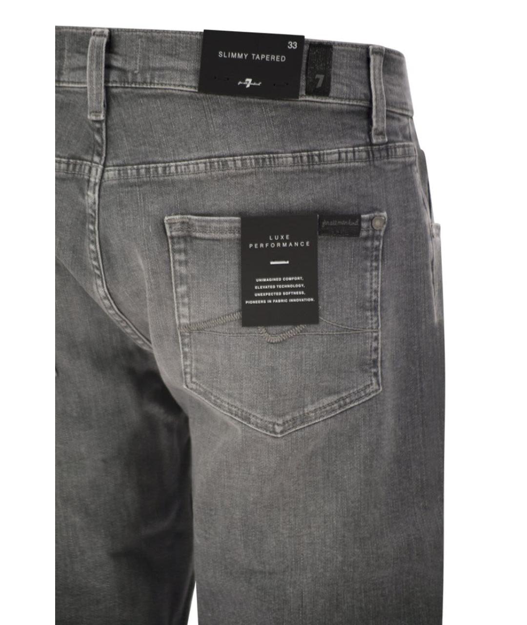 7 FOR ALL MANKIND Серые хлопко-эластановые джинсы скинни, фото 4