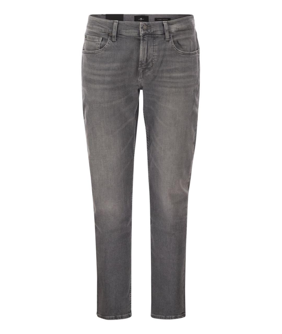 7 FOR ALL MANKIND Серые хлопко-эластановые джинсы скинни, фото 1