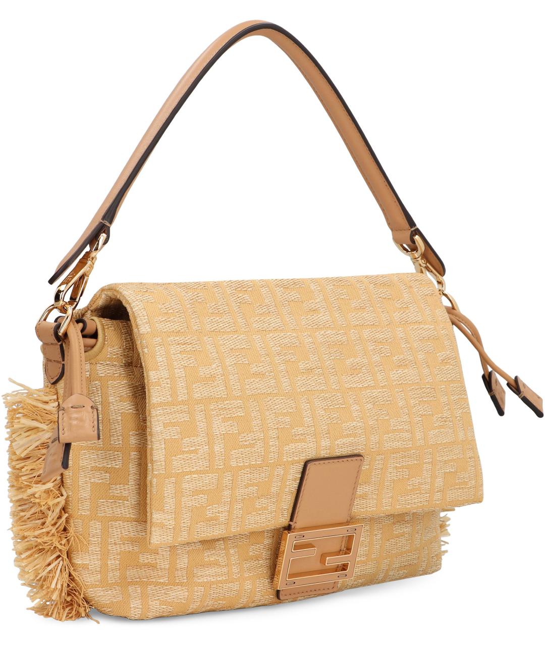 FENDI Бежевая жаккардовая сумка через плечо, фото 3