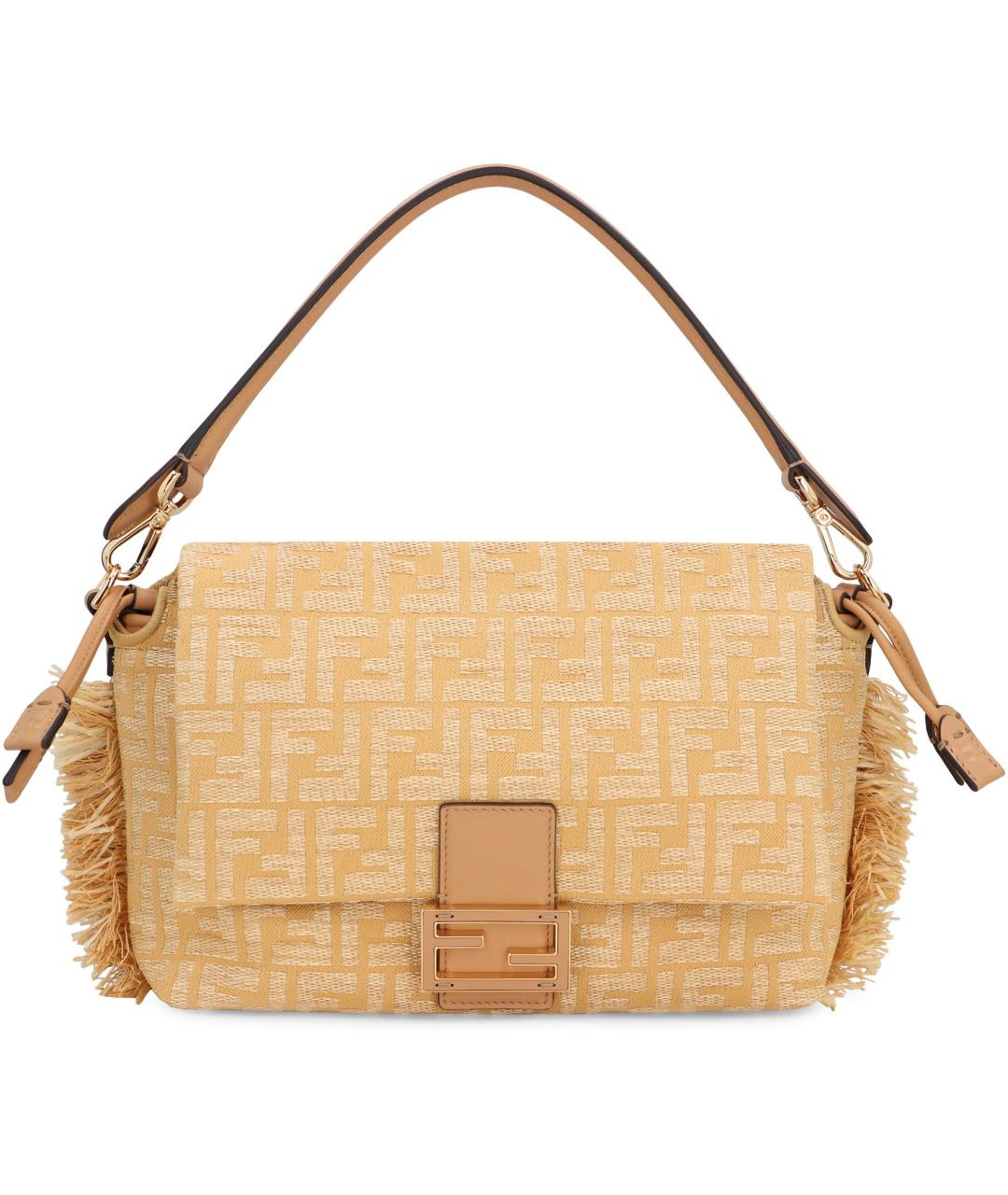 FENDI Бежевая жаккардовая сумка через плечо, фото 2