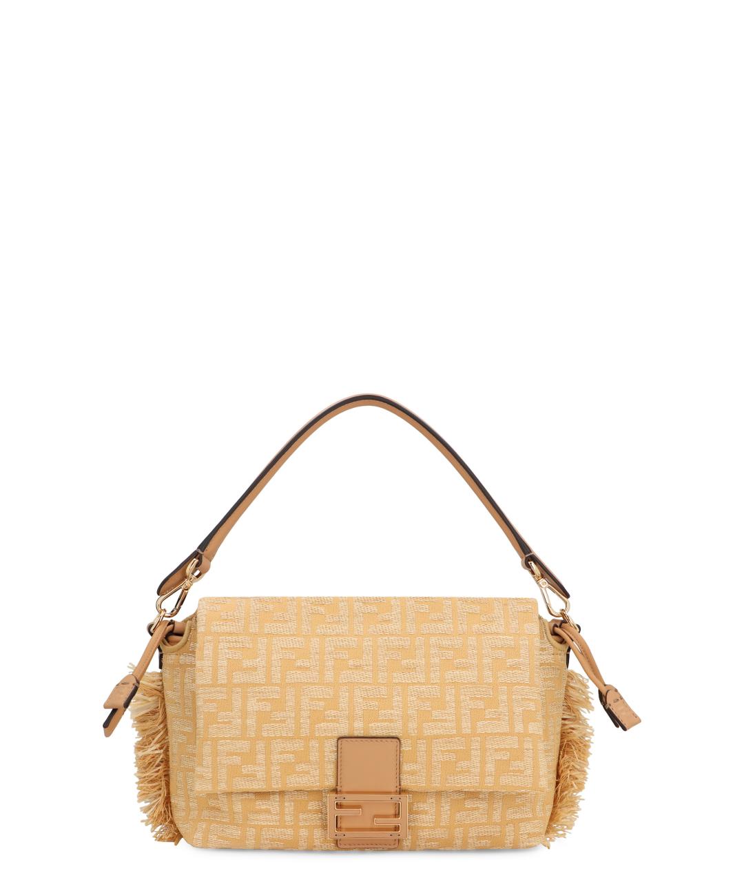 FENDI Бежевая жаккардовая сумка через плечо, фото 1