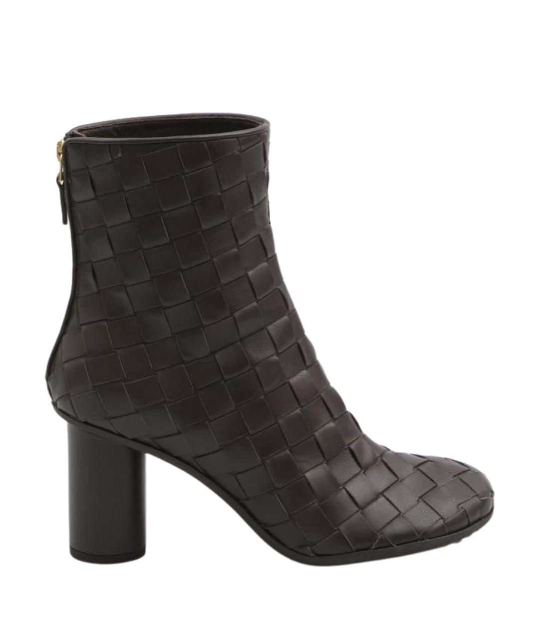 BOTTEGA VENETA Коричневые кожаные ботильоны, фото 1