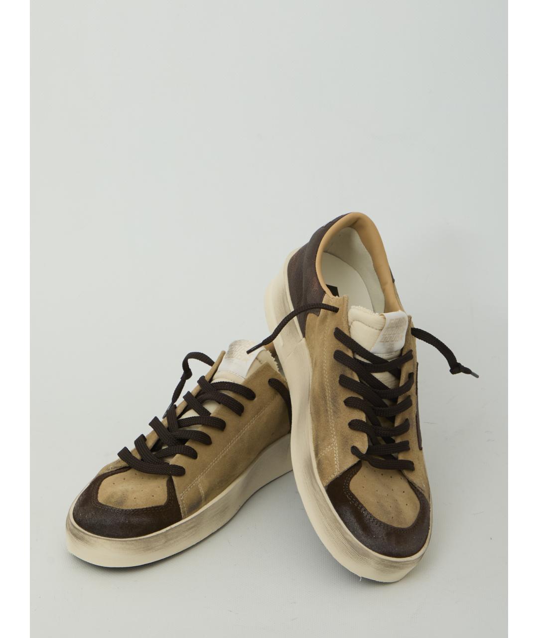 GOLDEN GOOSE Бежевые замшевые низкие кроссовки / кеды, фото 5