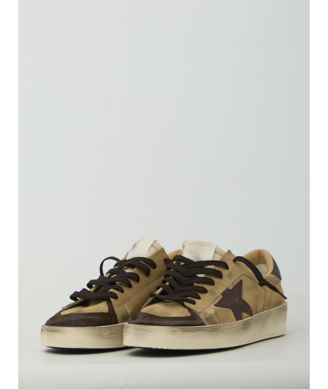GOLDEN GOOSE Бежевые замшевые низкие кроссовки / кеды, фото 2
