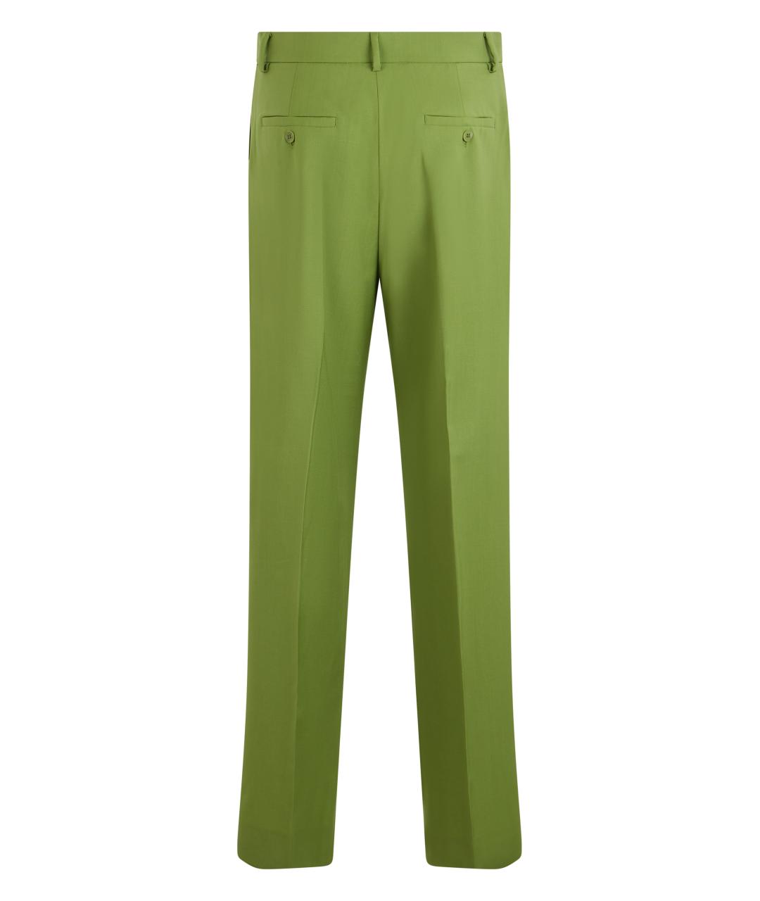 WEEKEND MAX MARA Зеленые шерстяные прямые брюки, фото 2