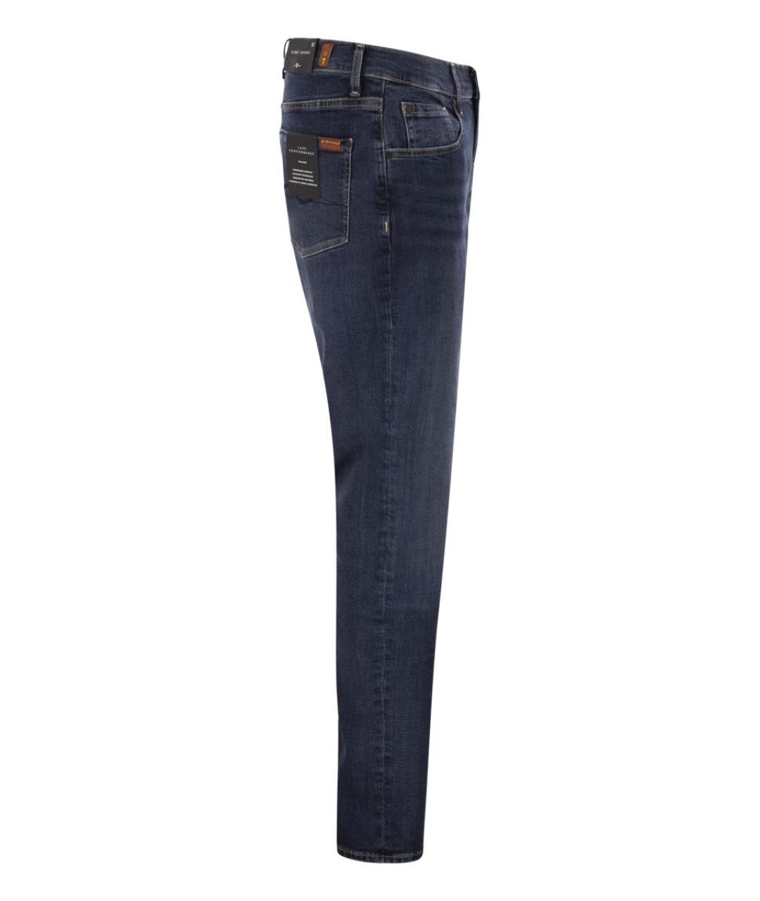 7 FOR ALL MANKIND Темно-синие хлопковые джинсы скинни, фото 3