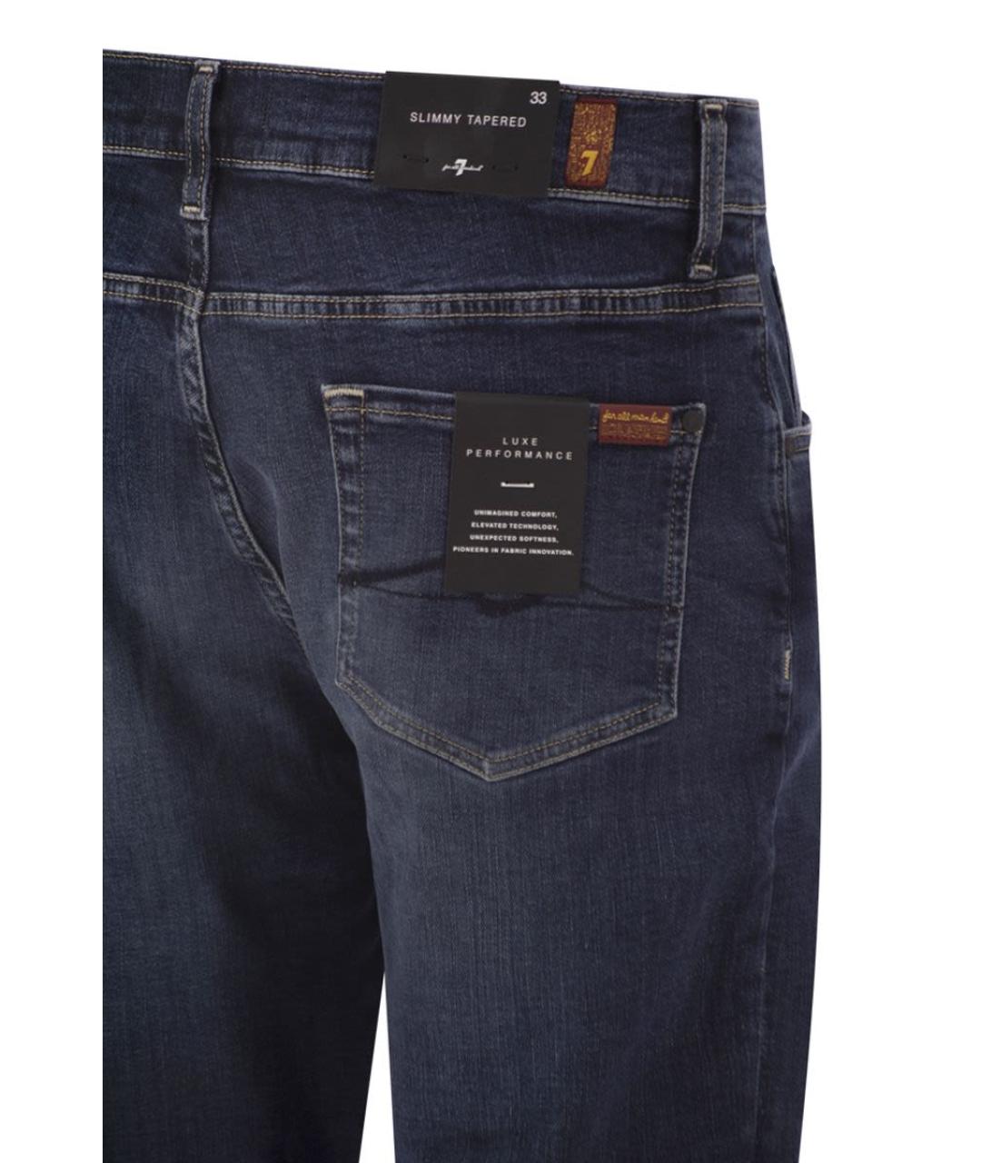 7 FOR ALL MANKIND Темно-синие хлопковые джинсы скинни, фото 4
