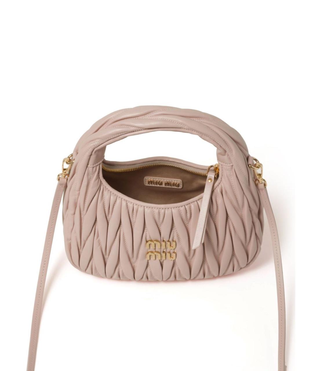 MIU MIU Бежевая кожаная сумка через плечо, фото 3