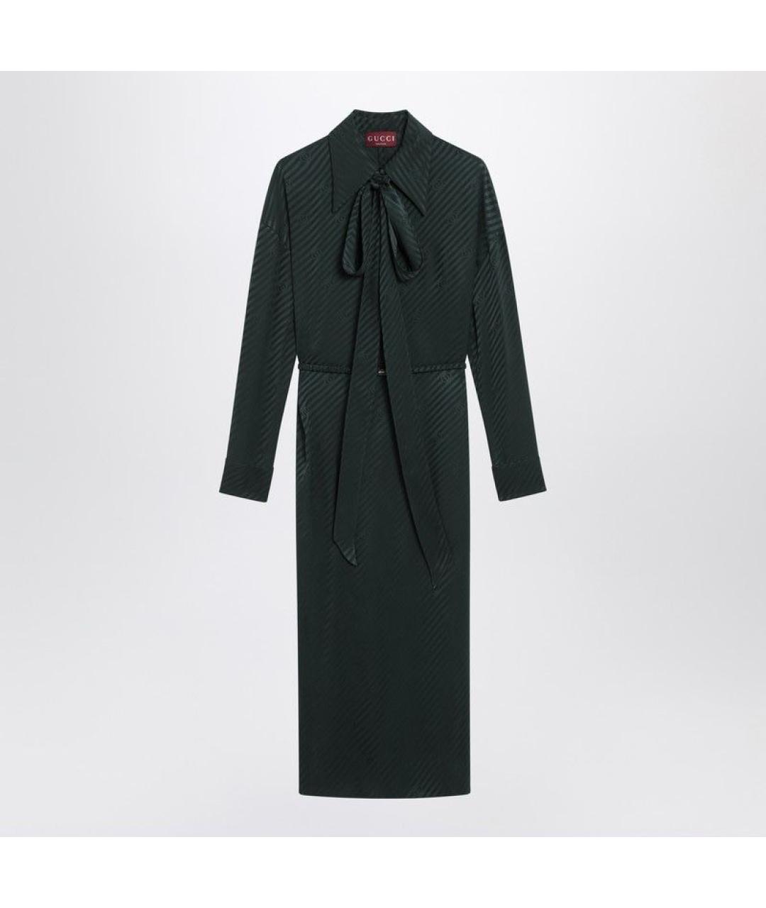 GUCCI Зеленое шелковое повседневное платье, фото 3