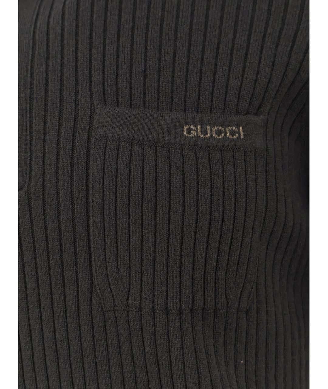 GUCCI Зеленое хлопко-шерстяное поло с коротким рукавом, фото 3
