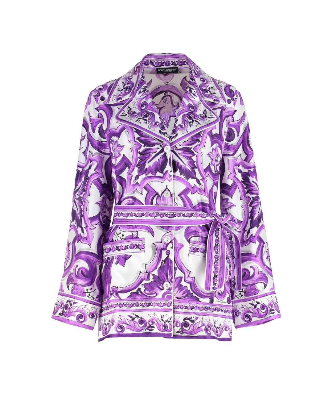 DOLCE&GABBANA Фиолетовая шелковая рубашка, фото 1
