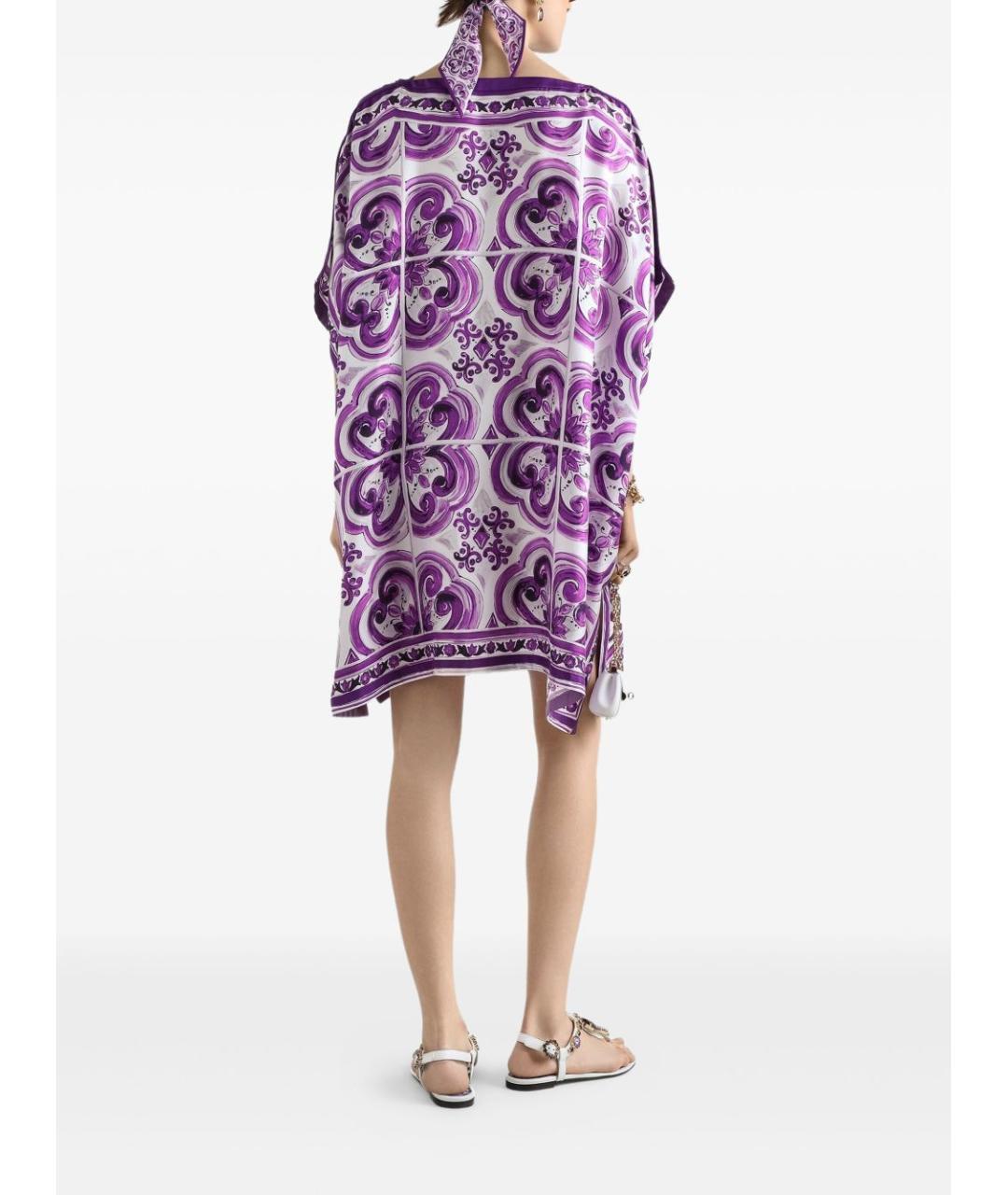 DOLCE&GABBANA Мульти шелковое повседневное платье, фото 5