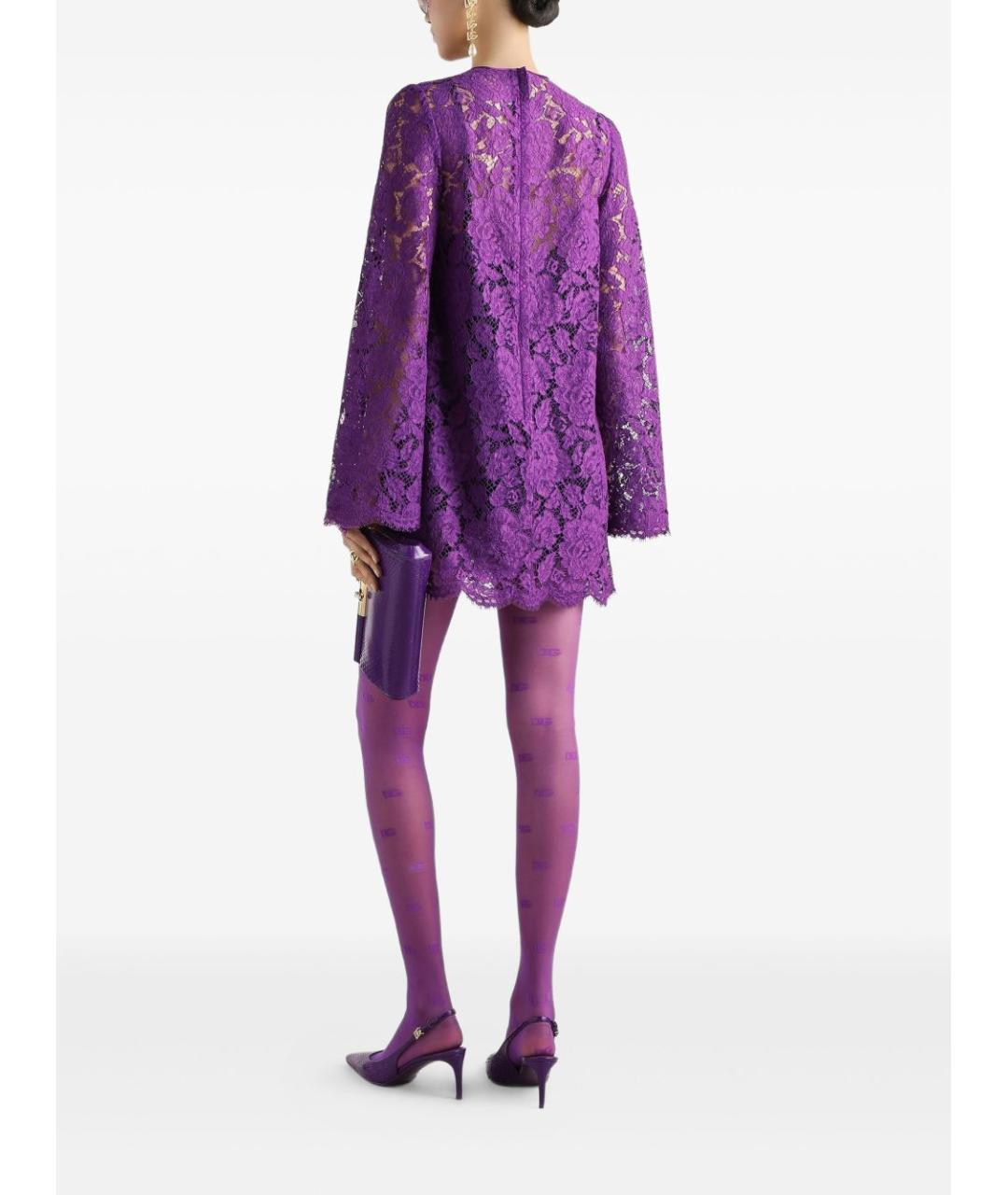 DOLCE&GABBANA Фиолетовое хлопковое вечернее платье, фото 3